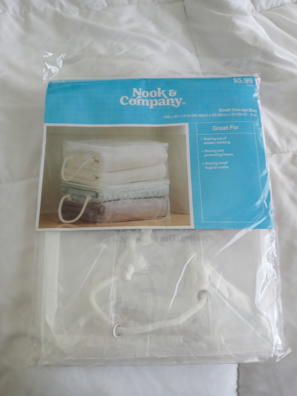 Clear Small Storage Bag - White